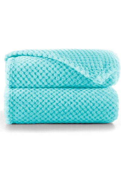 Generic Henry Microfiber Blanket, Scandinavian Bedspread by DecoKing, 70 x 150 cm, Cyan