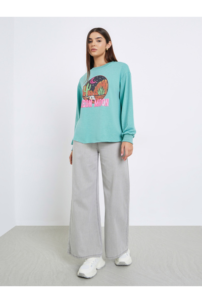 Take Two By Styli Green Regular Fit Desert Graphic Sweatshirt