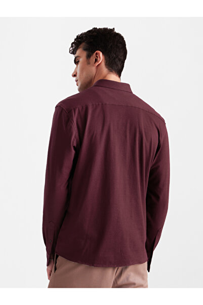 The Souled Store By Styli Men Maroon Slim Collar Textured Shirt