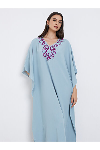 Take Two By Styli Blue Embroidered Detail Kaftan