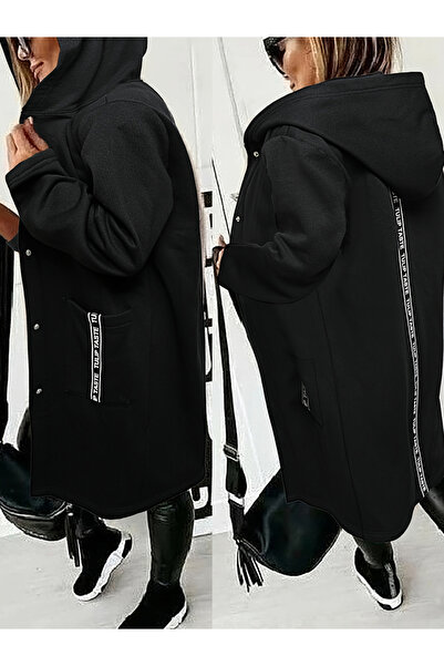 Take Two By Styli Black Zip Up Longline Hoodie Jacket