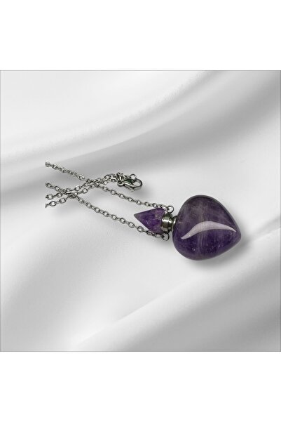 The Magıc of Healıng Doğal Taş Parfüm Şişe Tasarımlı Doğal Taş Çelik Kolye