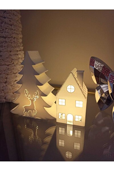 smilechild شجرة عيد الميلاد مع شموع LED للزينة، تصميم غزال وبيت لعيد الميلاد،...