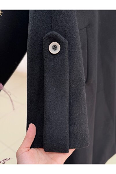 BENAHOLL Alison Single Button Sleeve Belt Detailed Coat-Un1055 Black