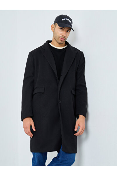 Styli Men Black Oversized Wool Like Coat