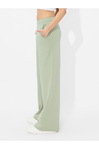 The Souled Store By Styli Green Wide Leg Joggers with Elastic Waistband