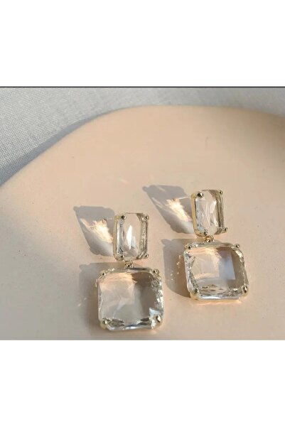 Enanice Square Transparent Drop Earrings