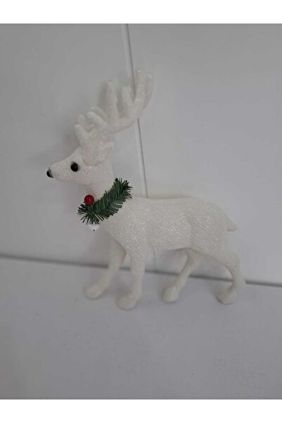 Astaş New Year White Glitter Deer 28 cm