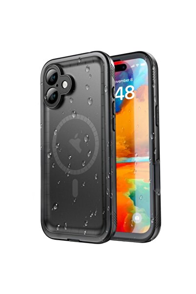 ShellBox Carcasă pentru iPhone 16 Plus, impermeabilă IP68, corp complet, protecție, rezistentă la apă și praf, neagră