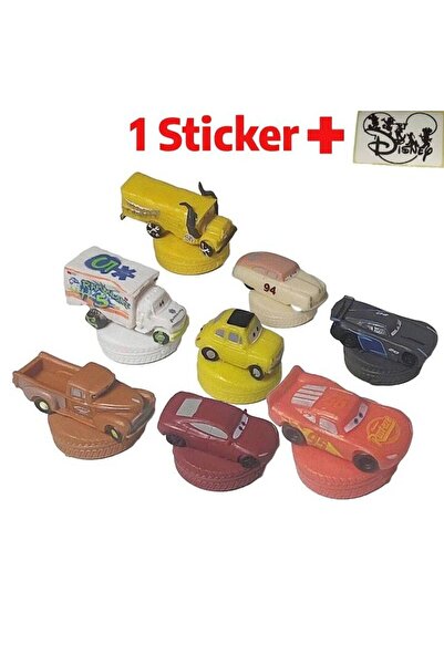 Disney Set 8 Figurine Stampeez Cars, Cars 3, V1, Fulger McQueen cu Sticker
