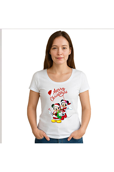OEM Tricou dama Mickey and Minnie Christmas 100% bumbac