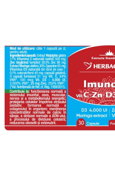herbagetica Imunocin 30 capsules – Support for Strong Immunity, Energy, Antioxidant Protec
