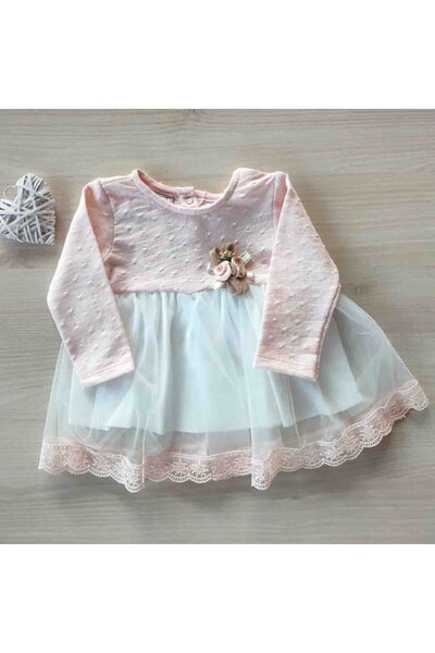 Crazy Baby Salmon dress with transparent tulle for babies