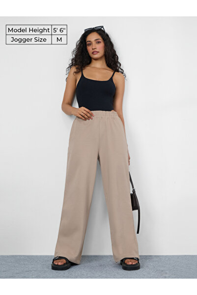 The Souled Store By Styli Brown Solid Flared Leg Joggers