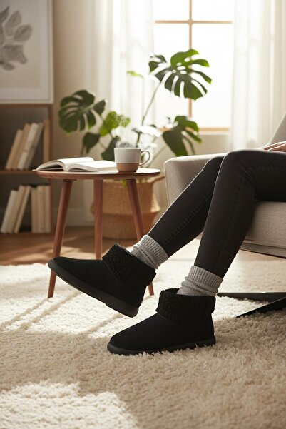 ISPARTALILAR 616 Günlük Kadın Bot Süet İçi Kürklü Yüksek Kalın Taban Kışlık Bot