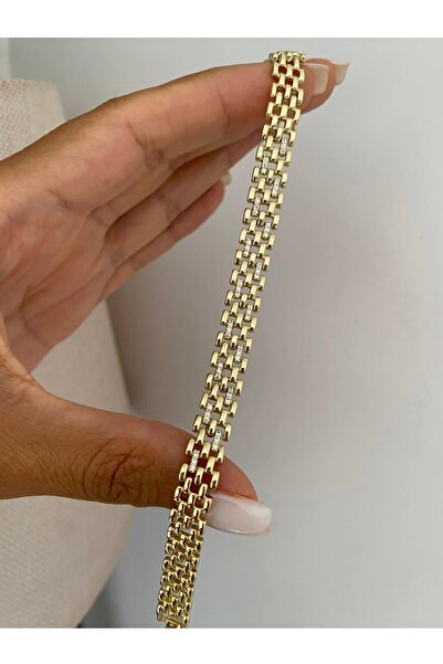 XUPING JEWELRY 14K GOLD RENK ÖRME TAŞLI KADIN BİLEKLİK 8MM 17+2CM