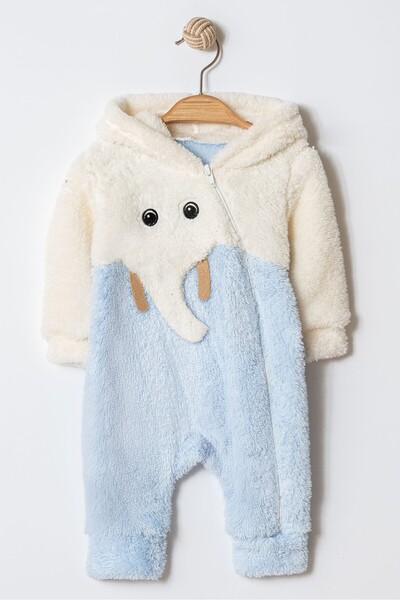 Chicsy Baby Unisex Baby Elephant Patterned Hooded Plush Jumpsuit