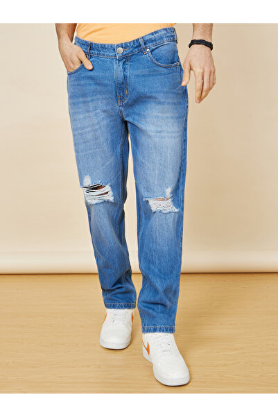 Styli Regular Fit Rigid Mid Wash Cotton Jeans