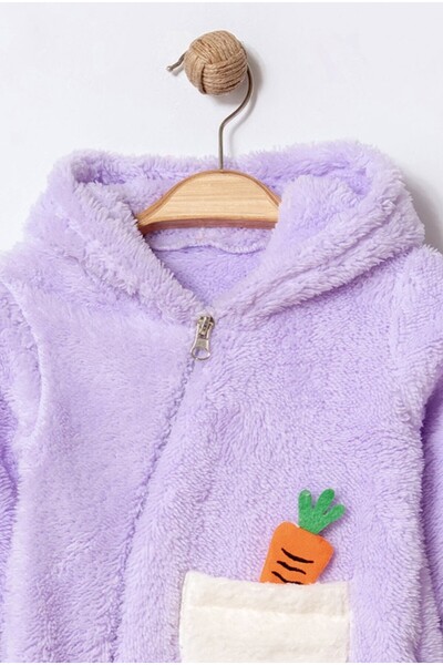 Chicsy Baby Unisex Baby Hooded Carrot Pocket Plush Jumpsuit