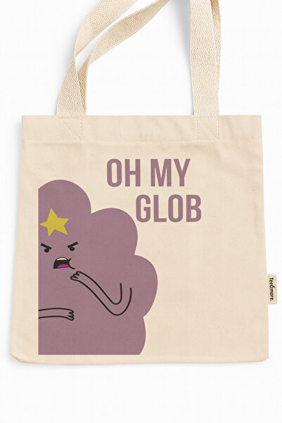Tee&more. Adventure Time Lumpy Space Princess Oh My Glob Printed Canvas Tote Bag with Gusseted Gusseted Velcro and Inner Pocket