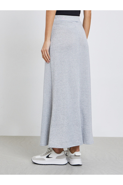 Styli Grey A-Line Midi Skirt