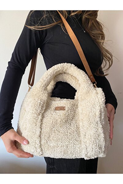 Nillys حقيبة كتف نسائية شتوية مبطنة بخيوط باندا (37x23)