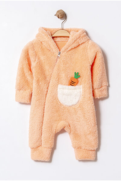 Chicsy Baby Unisex Baby Hooded Carrot Pocket Plush Jumpsuit