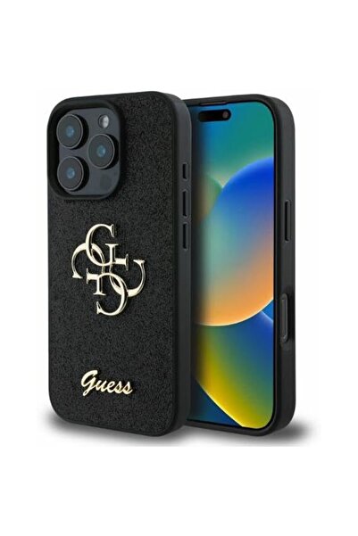 Guess Case for iPhone 16 Pro Max, Glitter Fixed Big 4G, Slim Protection, Black