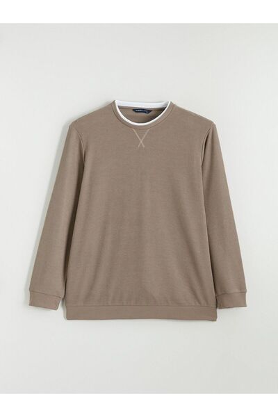 LC Waikiki سويت شيرت LCWAIKIKI الكلاسيكي ذو الرقبة الدائرية للرجال مقاس كبير