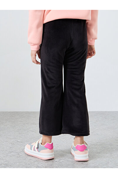 Styli Black Plain Corduroy Flared Leggings