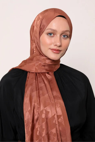 LuvenSara شال حرير جاكار - أرض أحمر