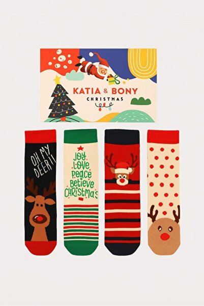 BONY SOCKS Унисекс 4-пакет коледни чорапи с кутия
