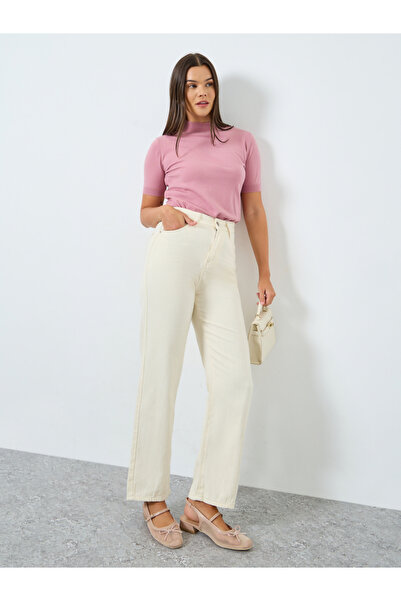 Styli Off White Straight Leg Casual Jeans