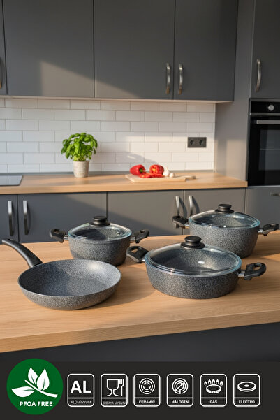 ELDİPA İmaj 7-Piece Fireproof Non-Stick Cookware Set – 5-Layer Coating, Ergonomic Handle, Pfoa-Free