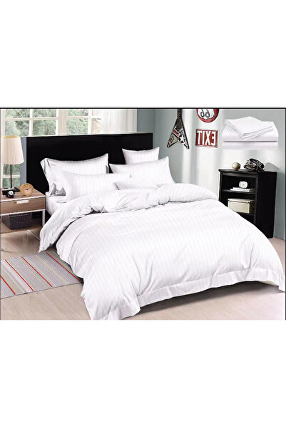 FIONNA.RO Fine Damask Bed Linen With Elastic - White Stripes