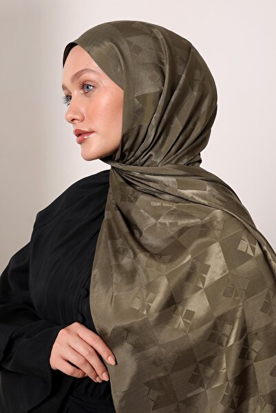 LuvenSara Silk Jacquard Shawl |   Mysterious Khaki