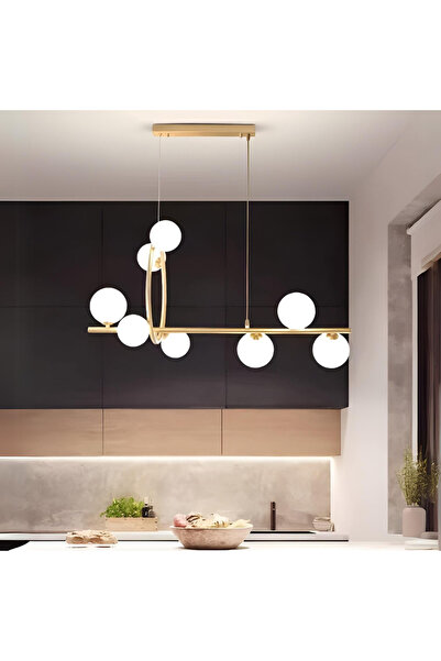 RFAN Pendul tip candelabru, model 5044/8, cu 8 abajururi, 8 x G9, auriu/alb