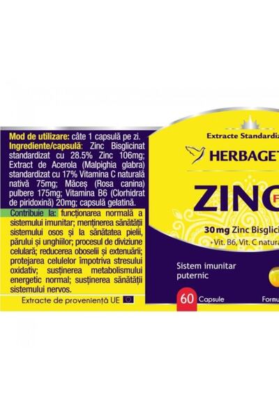 herbagetica Zinc Complex 60+60 capsules – immune and energy support