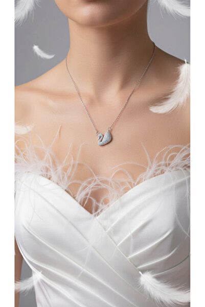 BBR Collection Zirkon Taşlı Kuğu İnce Zincir Kadın Kolye