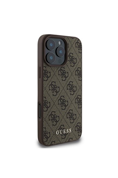 Guess Θήκη για iPhone 16 Pro, Σκληρή θήκη 4G Classic, Καφέ