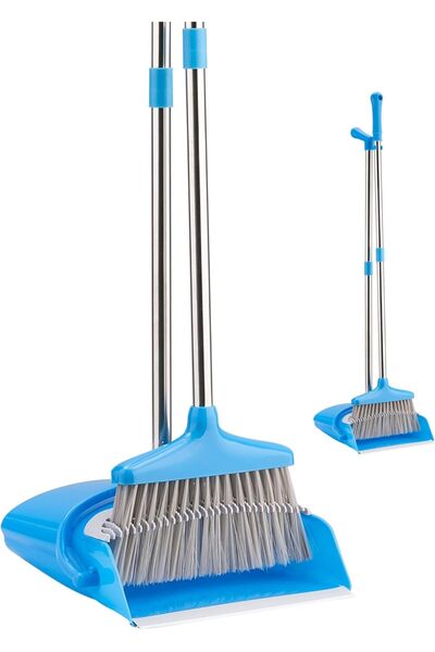 Lawazim مجموعة مجرفة الغبار والمكنسة - مجرفة الغبار ذاتية التنظيف موفرة للمسا...