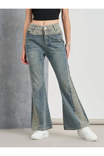 Take Two By Styli Cut and Sew Panel Flared Jeans