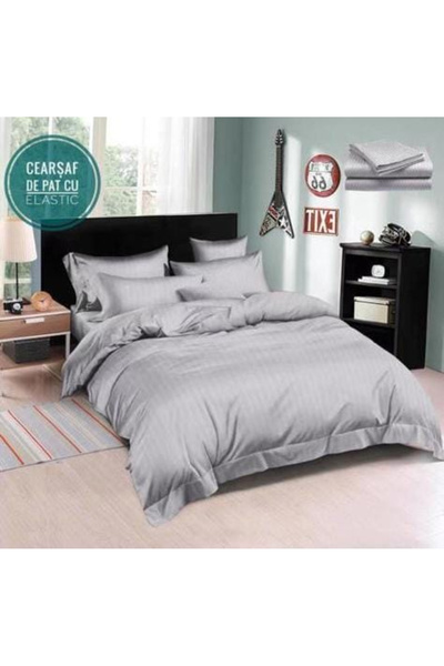 FIONNA.RO Fine Damask Bed Linen With Elastic - Grey