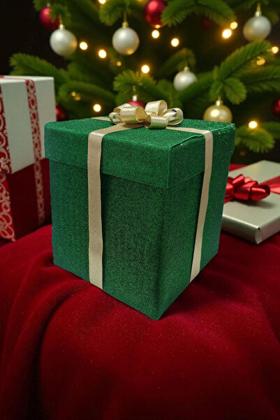 Home Mumsu Concept Yılbaşı Temalı Simli Hediye ve Dekor Kutusu Yeşil