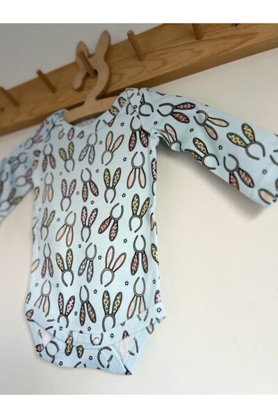 KEY KIDS Rabbit Ear Blue 100% Organic Cotton Unisex Baby Girl Bodysuit