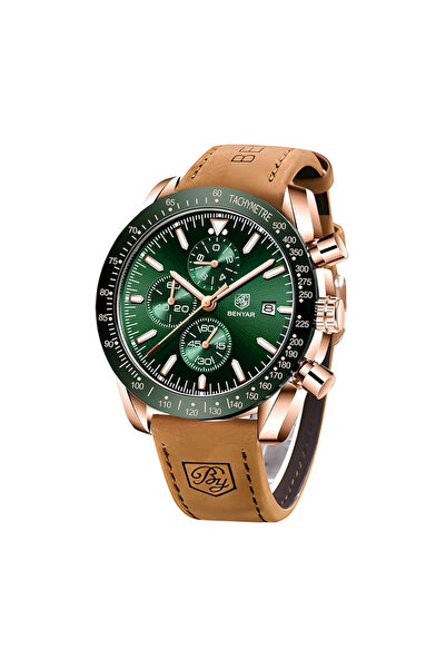 Benyar BY-5140 – Ceas sport bărbătesc, cronograf, quartz, curea din piele, da...