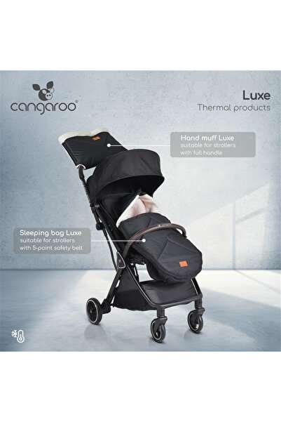 Cangaroo Luxe Grey stroller winter bag with soft lining, seat belt holes