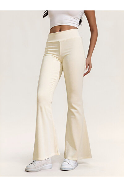 Take Two By Styli Cream High Rise Flare Pants
