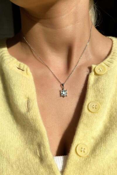 Spossy Silver Jewelry 925 Ayar Gümüş, Silver, Opal Taşlı Kaplumbağa Kolye