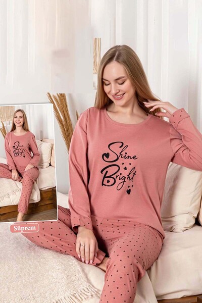 REMSA Women's Heart Pattern Suprem Pajama Set 0462 Pink04